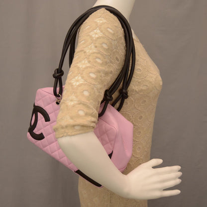 Chanel Calfskin Quilted Large Cambon Bowler Pink Black 2 of 9