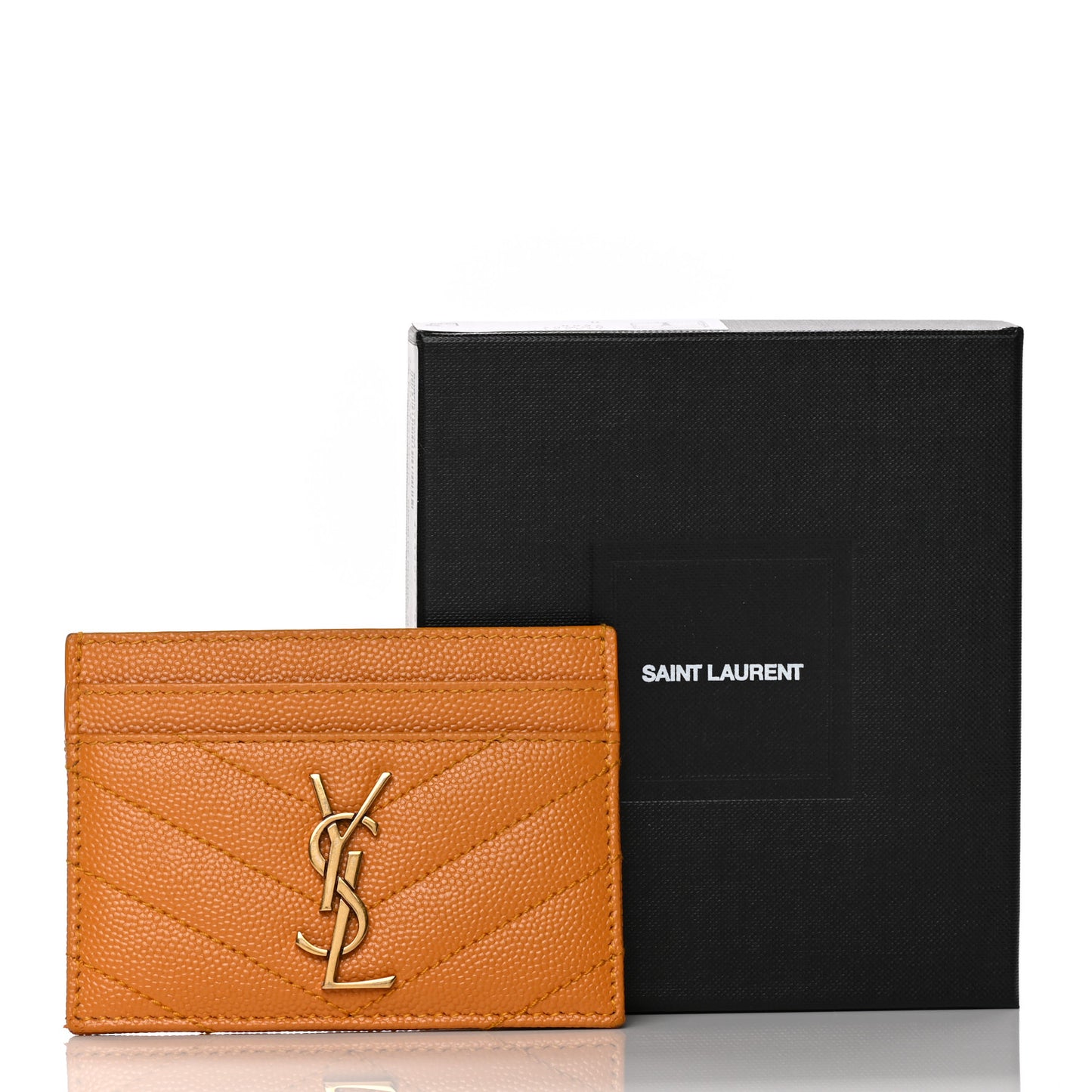 Grain De Poudre Matelasse Chevron Monogram Credit Card Case Senape Yellow