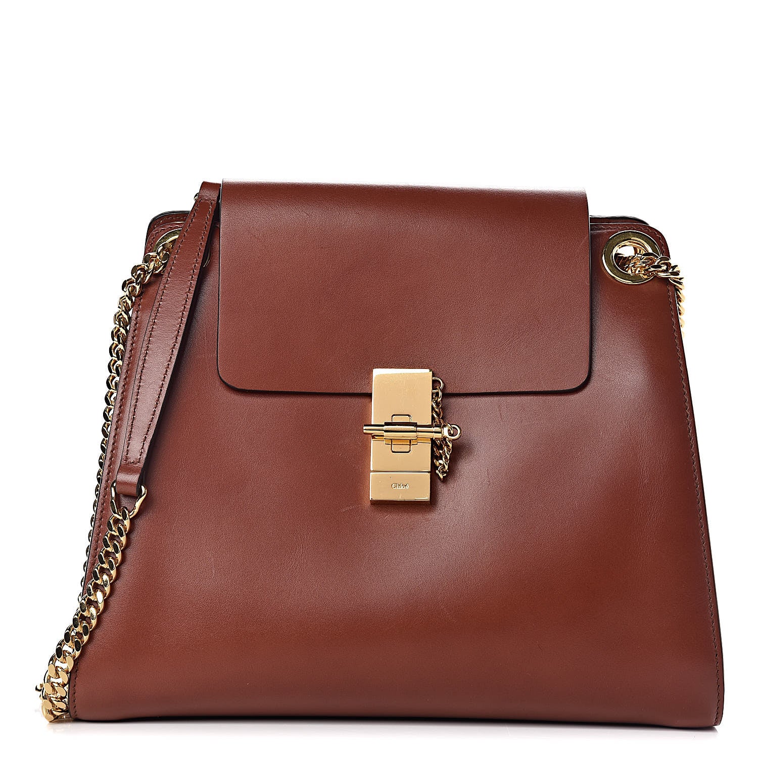 Chloe Shiny Calfskin Medium Annie Shoulder Bag Whiskey 1 of 15