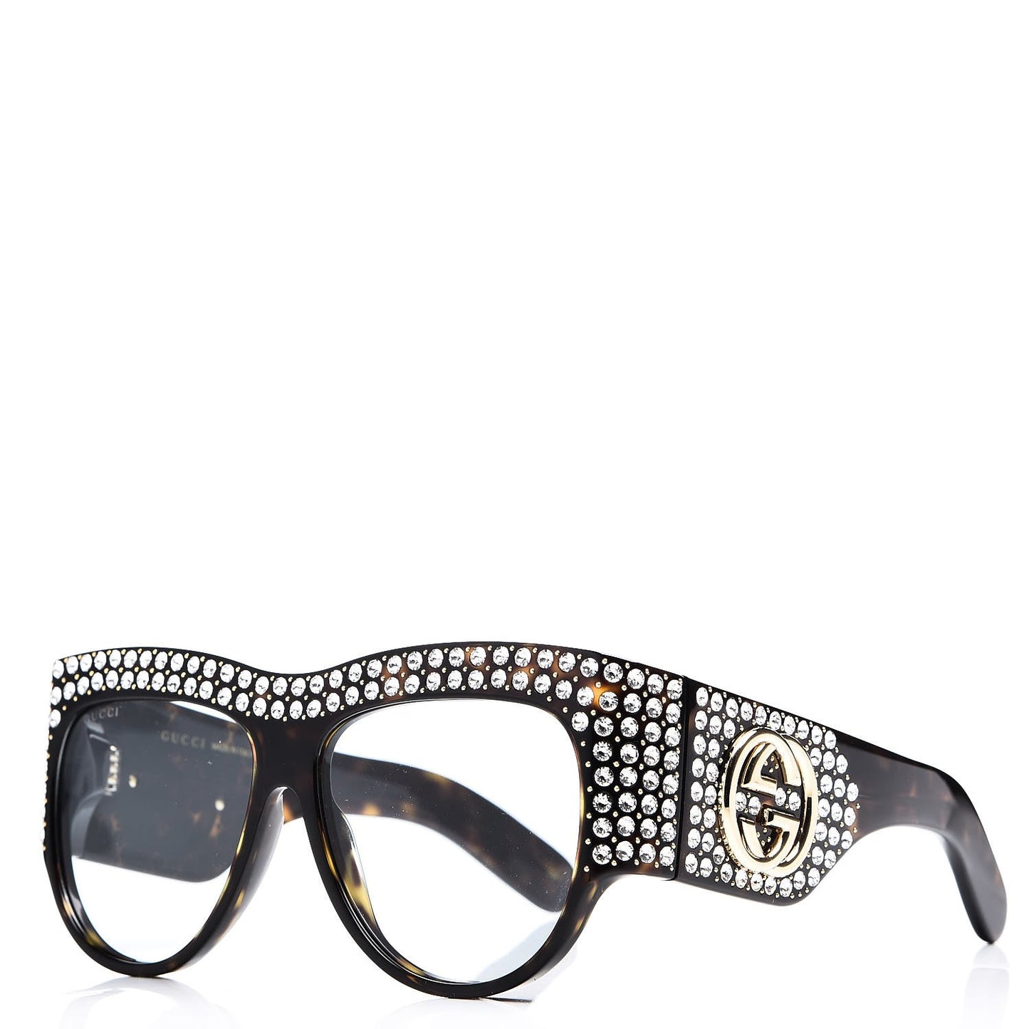 Acetate Crystal Oversize Hollywood Forever Sunglasses GG0144S Tortoiseshell