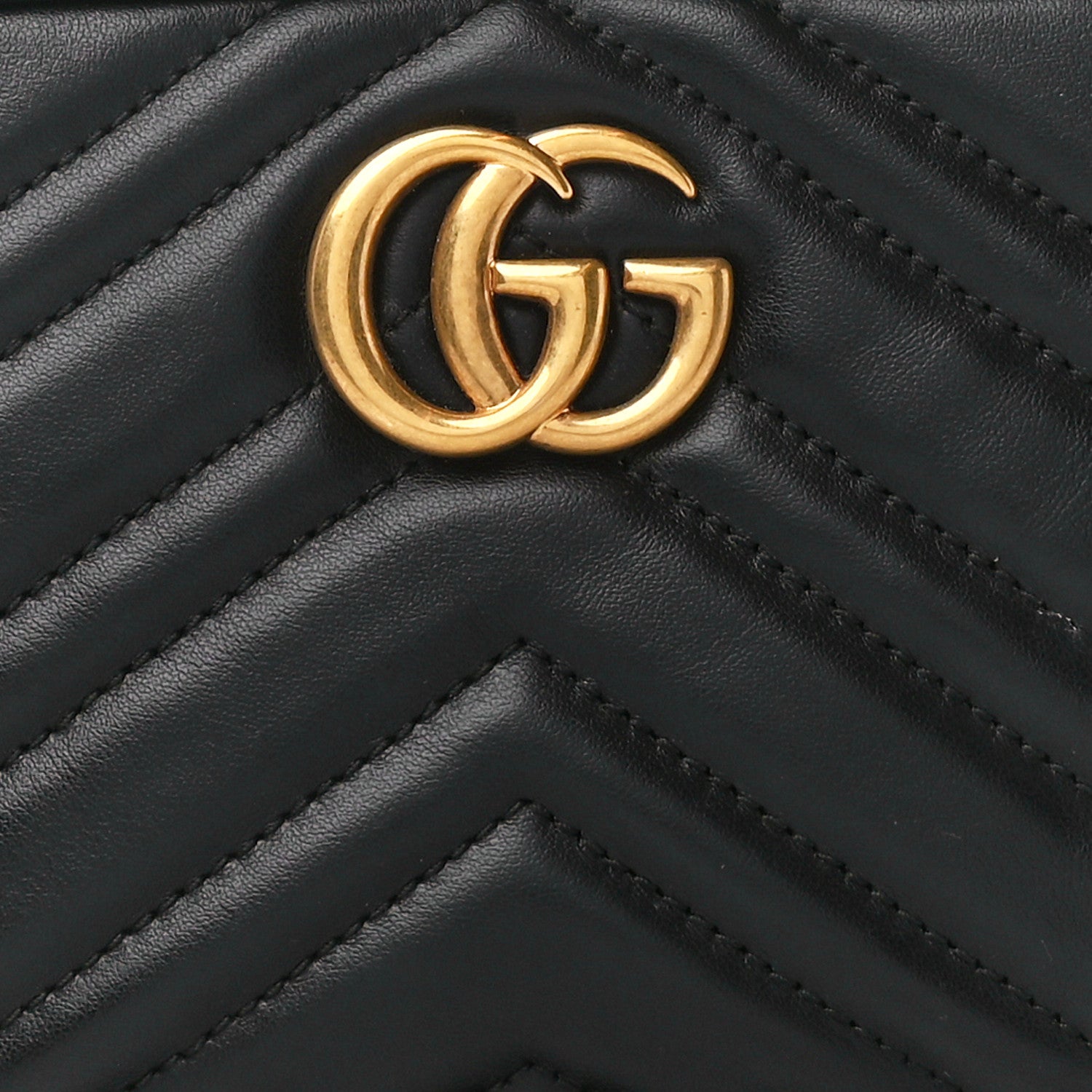 Gucci Calfskin Matelasse Mini GG Marmont Chain Shoulder Bag Black 9 of 11