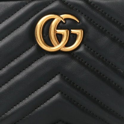 Gucci Calfskin Matelasse Mini GG Marmont Chain Shoulder Bag Black 9 of 11