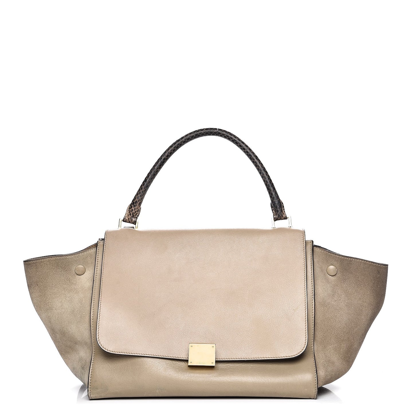 Calfskin Suede Whipsnake Medium Trapeze Black Dune