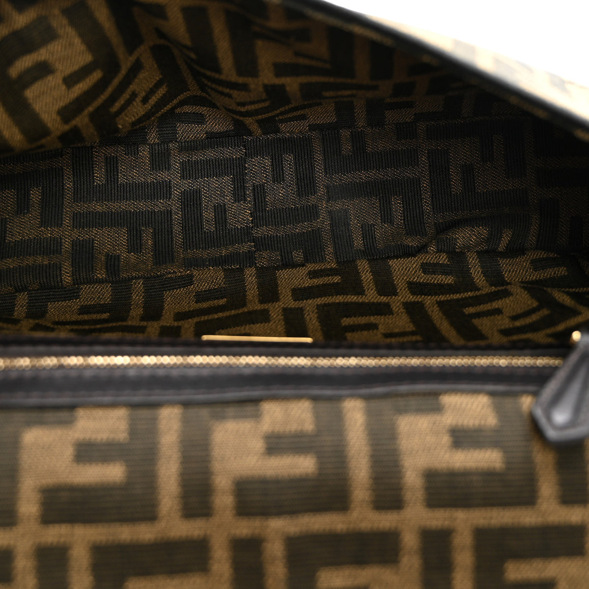 Fendi Fabric Jacquard FF 1974 Medium Baguette Tobacco Moro Black 5 of 12