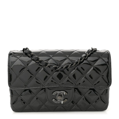 Chanel Patent Calfskin Quilted Mini Rectangular Flap So Black 1 of 11