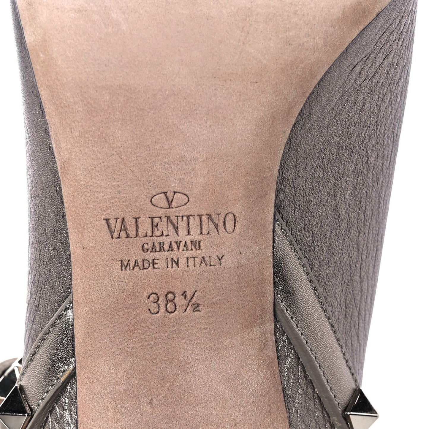 Metallic Grained Calfskin Rockstud Double Buckle 100mm Ankle Boots 38.5 Sasso