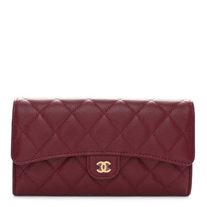 Chanel Caviar Quilted Large Gusset Flap Wallet Burgundy 1 of 7
