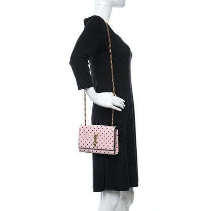 Saint Laurent Calfskin Polka Dot Small Monogram Kate Satchel Rose Black 2 of 10