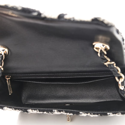Chanel Tweed Quilted Mini Rectangular Flap Black Ecru White 5 of 12