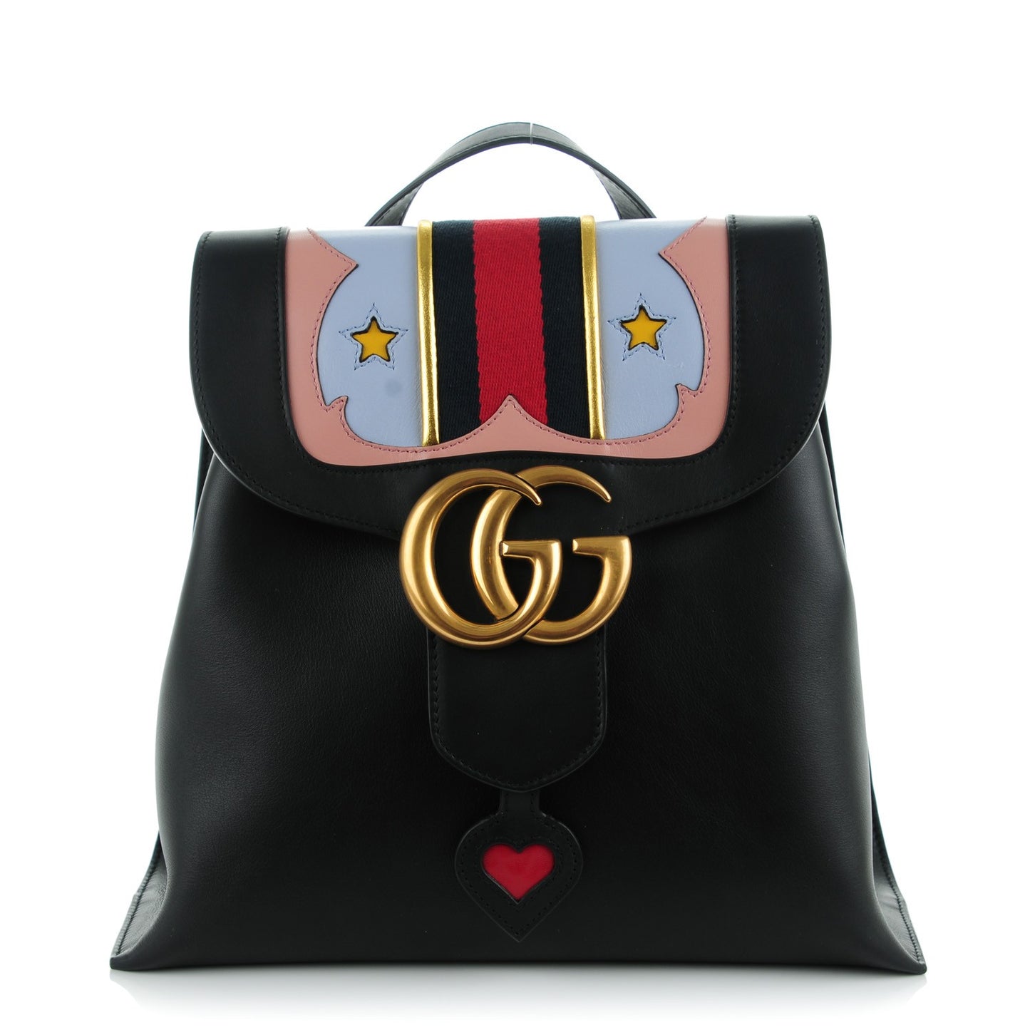 Calfskin Web GG Marmont Flap Chain Backpack Black