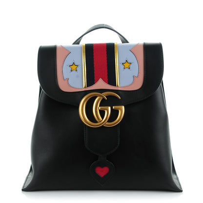 Gucci Calfskin Web GG Marmont Flap Chain Backpack Black 1 of 7