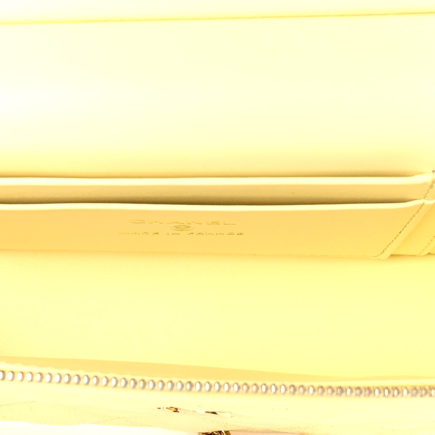 Caviar Quilted Trendy Handle Slim Vanity Light Yellow