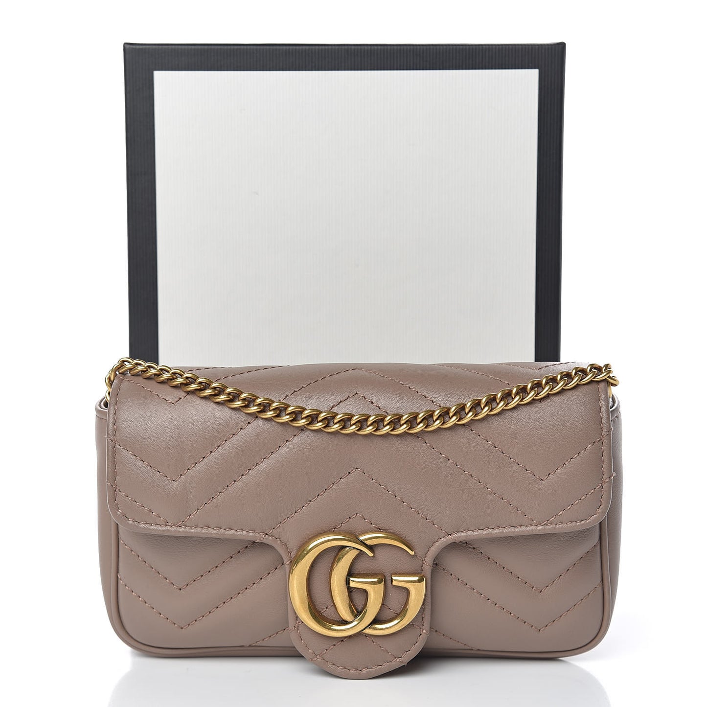 Calfskin Matelasse Super Mini GG Marmont Shoulder Bag Porcelain Rose