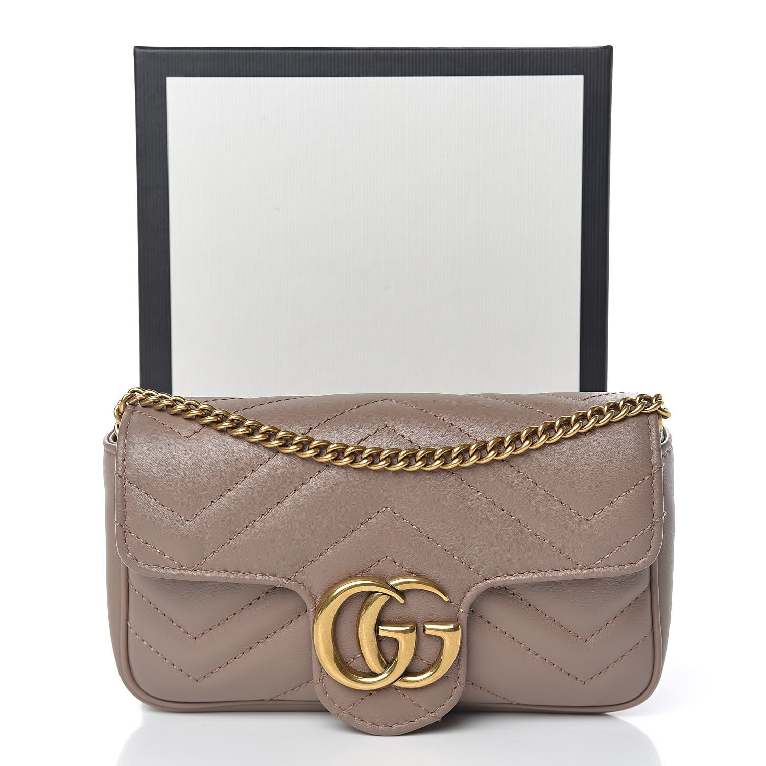 Gucci Calfskin Matelasse Super Mini GG Marmont Shoulder Bag Porcelain Rose 11 of 11