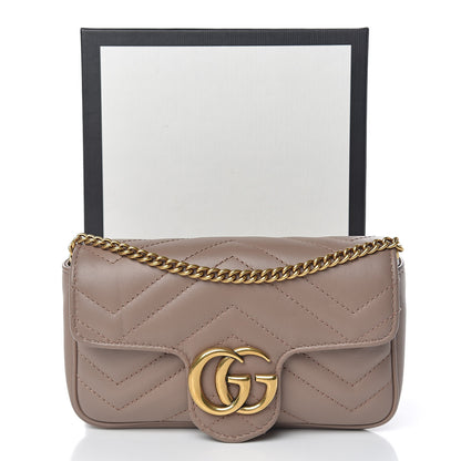 Gucci Calfskin Matelasse Super Mini GG Marmont Shoulder Bag Porcelain Rose 11 of 11