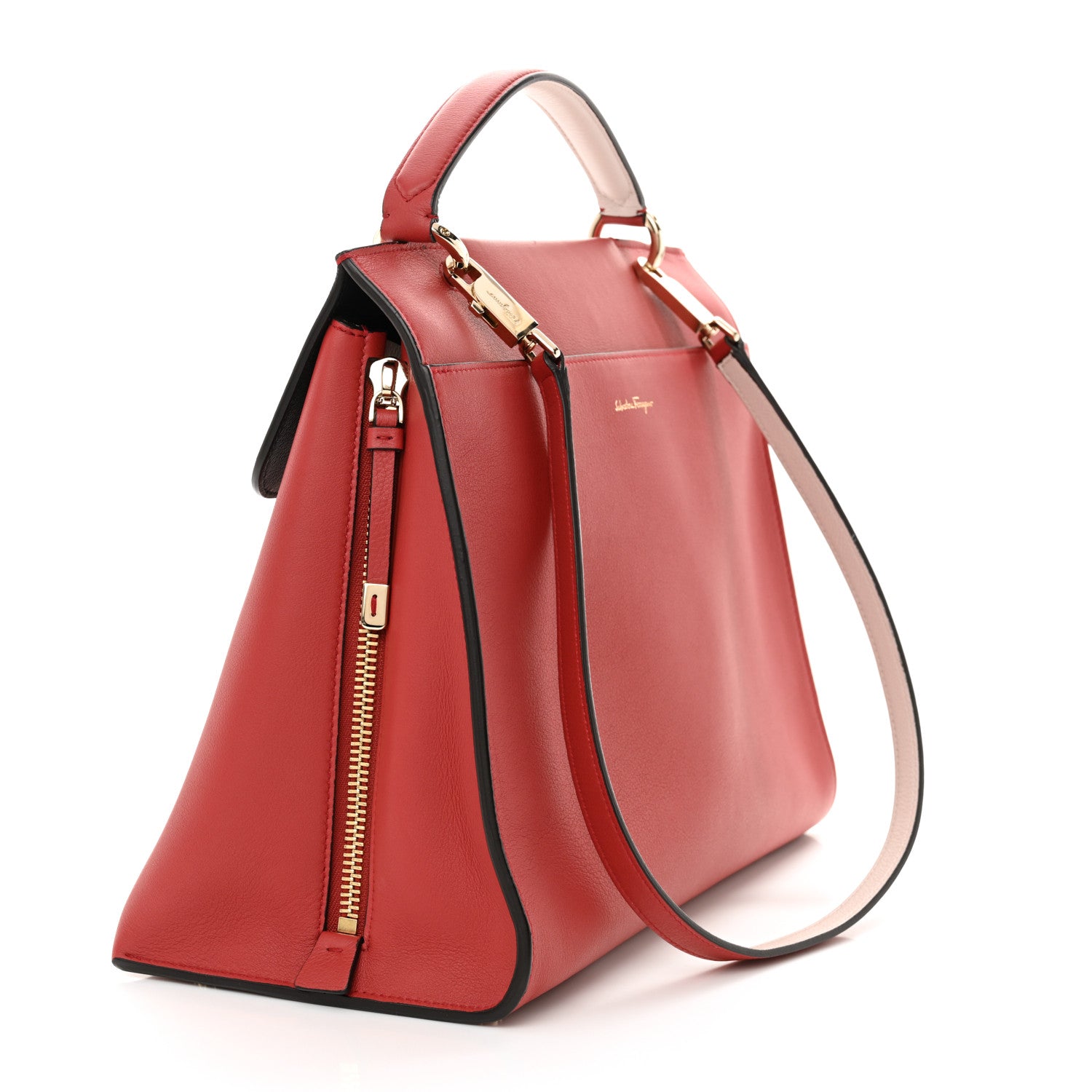 Salvatore Ferragamo Calfskin Jet Set Top Handle Bag Brick 3 of 10