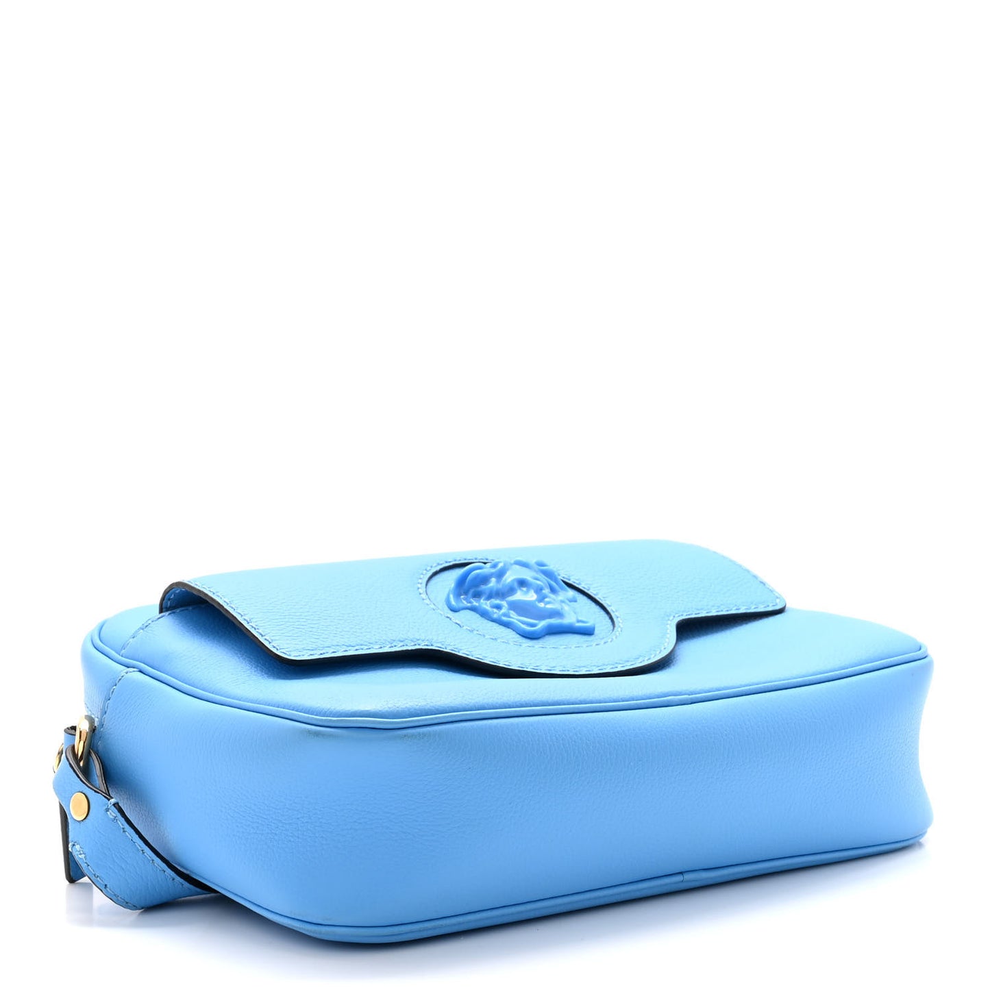 Grained Calfskin Medusa Camera Bag Blue
