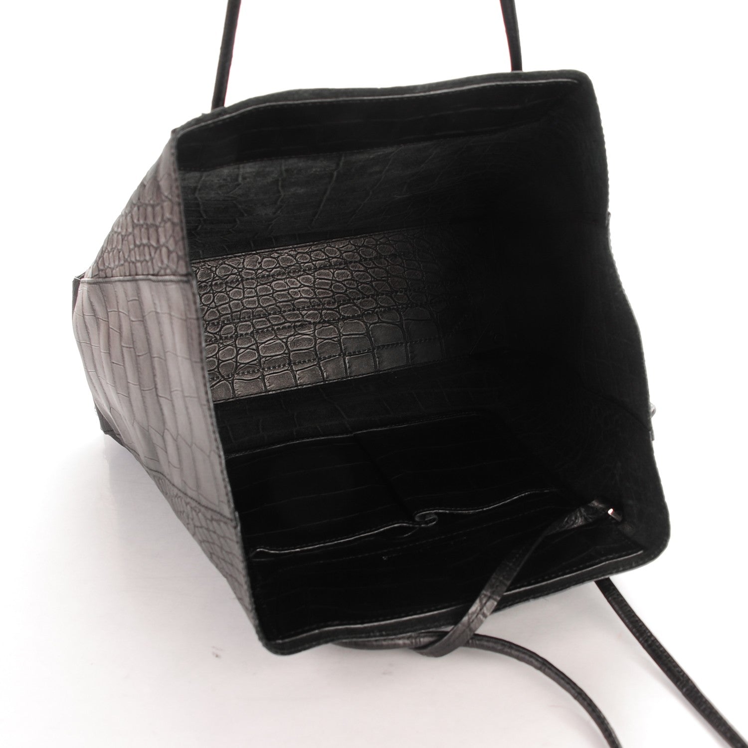 Alexander Wang Calfskin Crocodile Embossed Prisma Skeletal Tote Black Silver Hardware 5 of 6