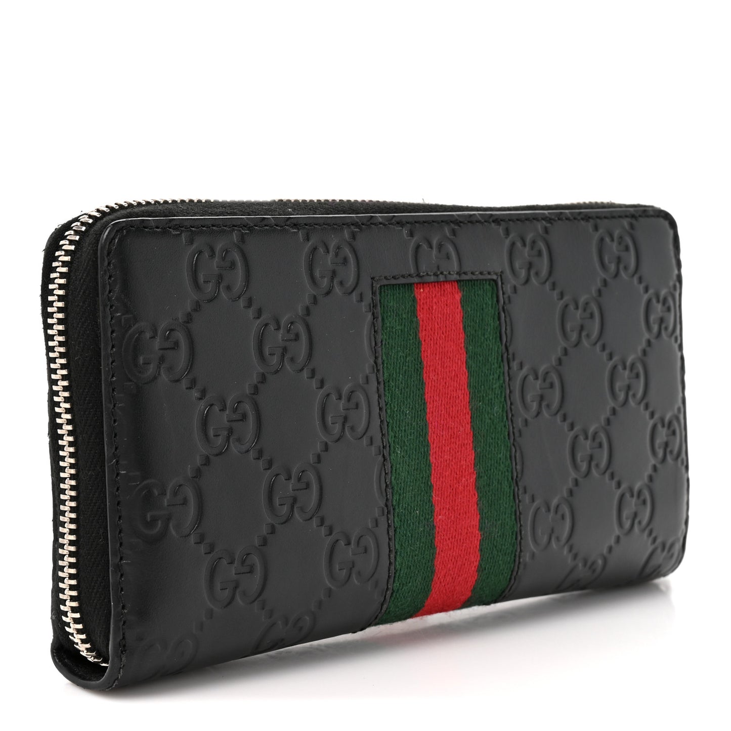 Guccissima Web Zip Around Wallet Black
