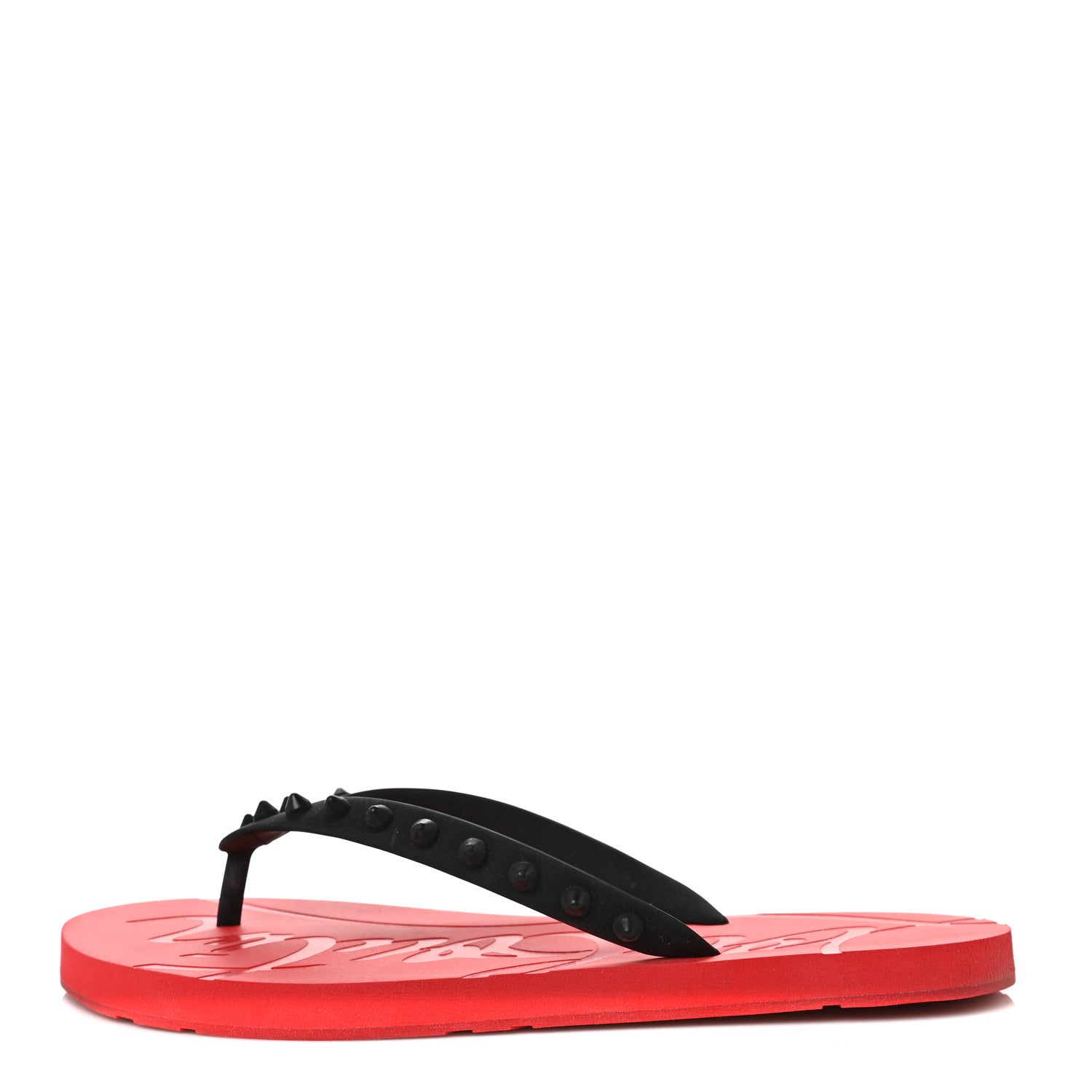 Christian Louboutin Rubber Spike Loubi Donna Flip Flop 38 Black 1 of 6