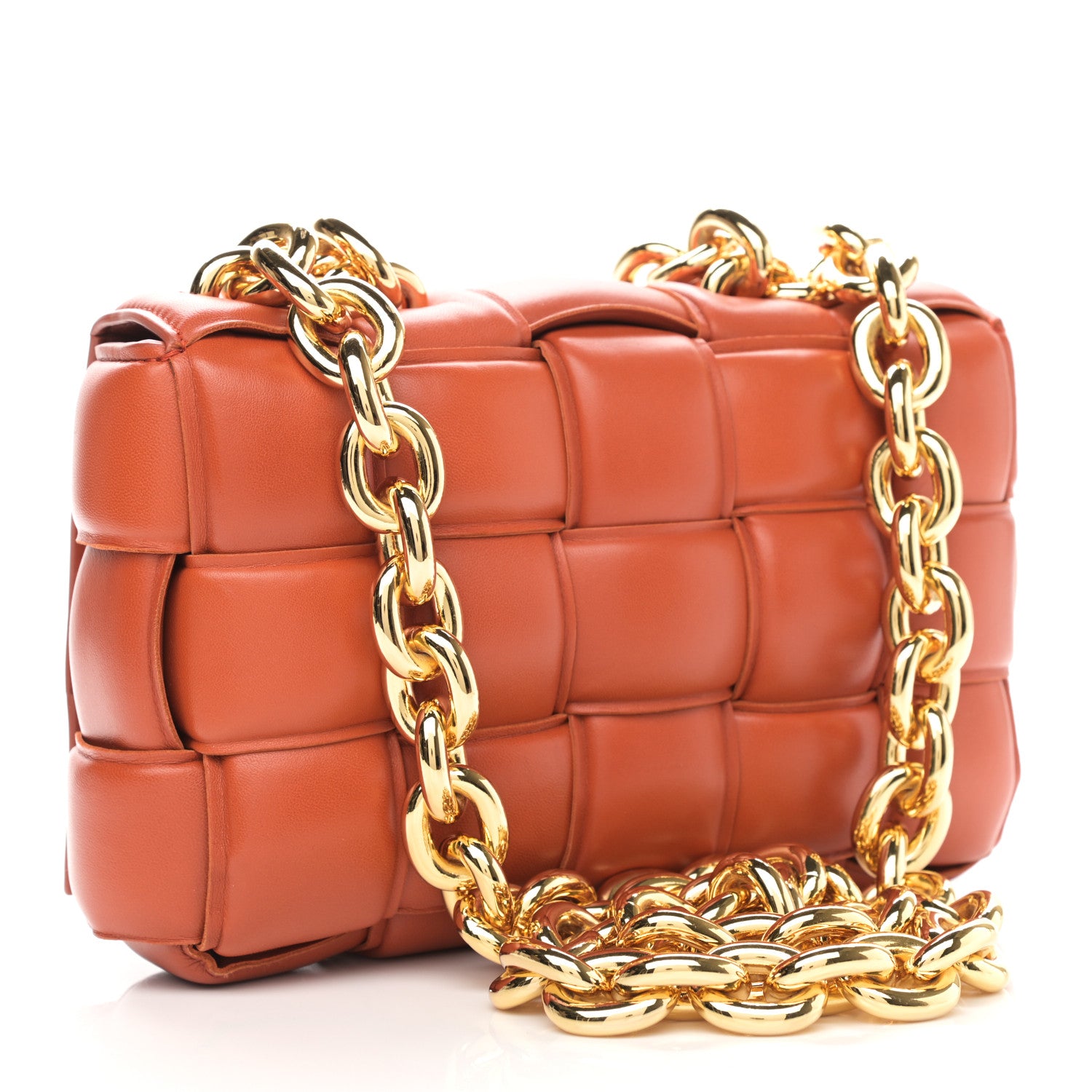 Bottega Veneta Lambskin Maxi Intreccio Padded Chain Cassette Crossbody Bag Maple 3 of 10