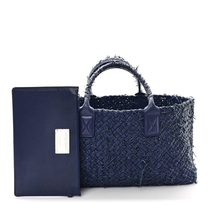 Bottega Veneta Chevre Intrecciato Fringe Netted Medium Cabat Tote Blue 3 of 11