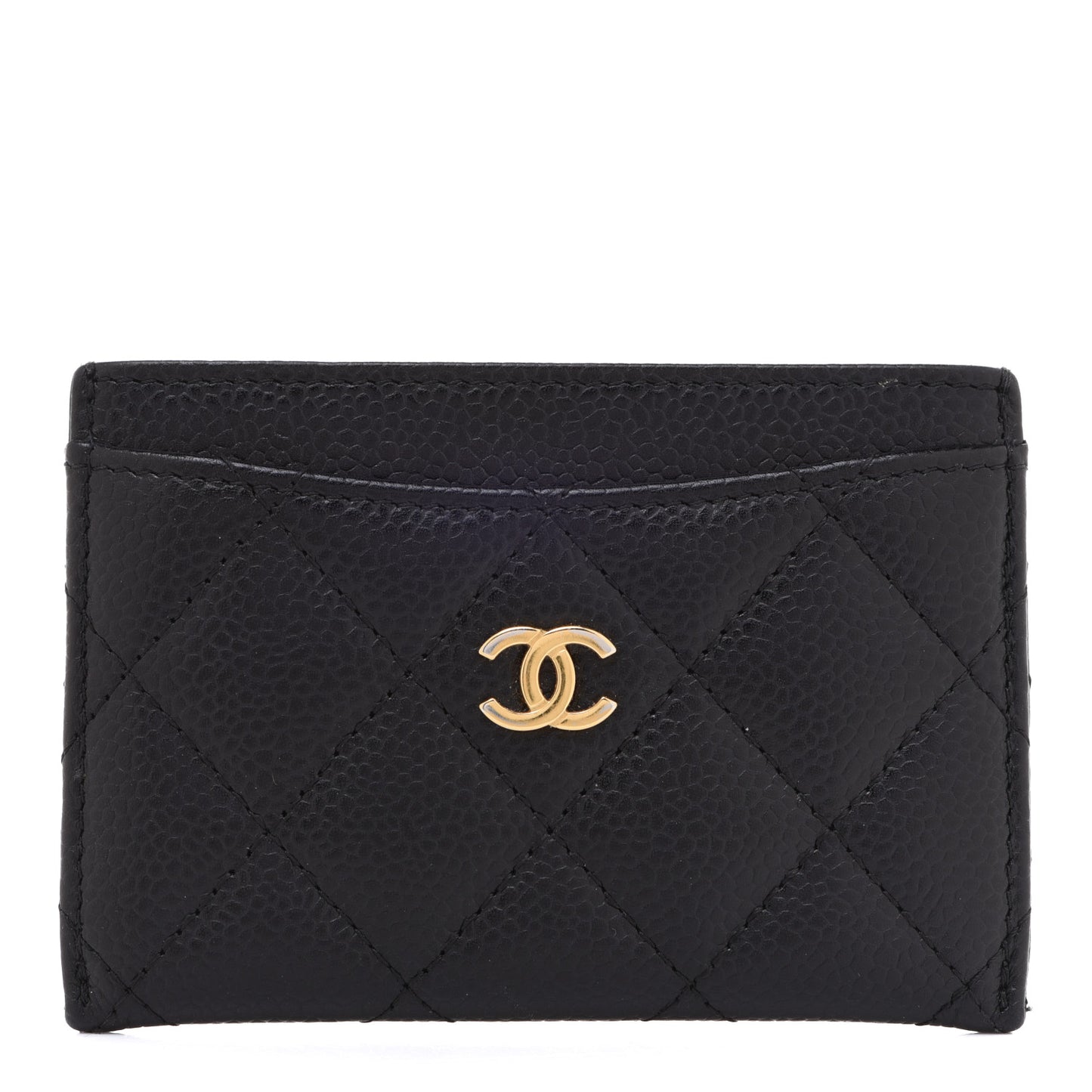 Caviar Quilted Card Holder Black