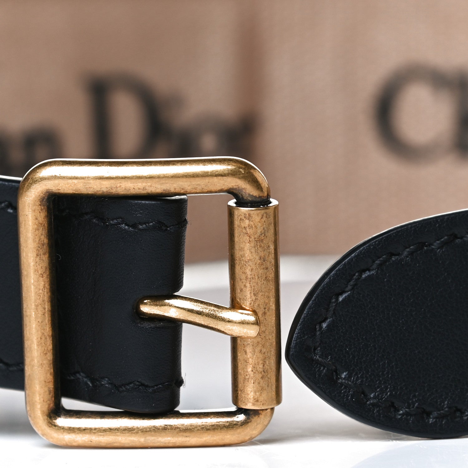Christian Dior Canvas Embroidered Large Book Belt 85 34 Black Beige 3 of 8