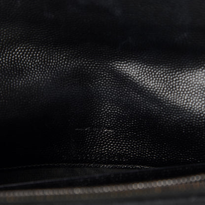 Saint Laurent Grain De Poudre Matelasse Chevron Monogram Monochrome Envelope Chain Wallet Black 9 of 10