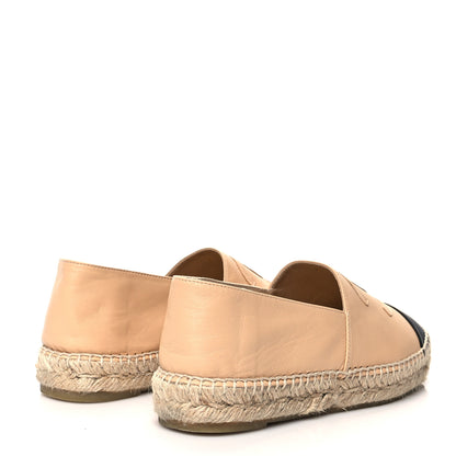 Chanel Lambskin CC Espadrilles 38 Beige Black 4 of 10