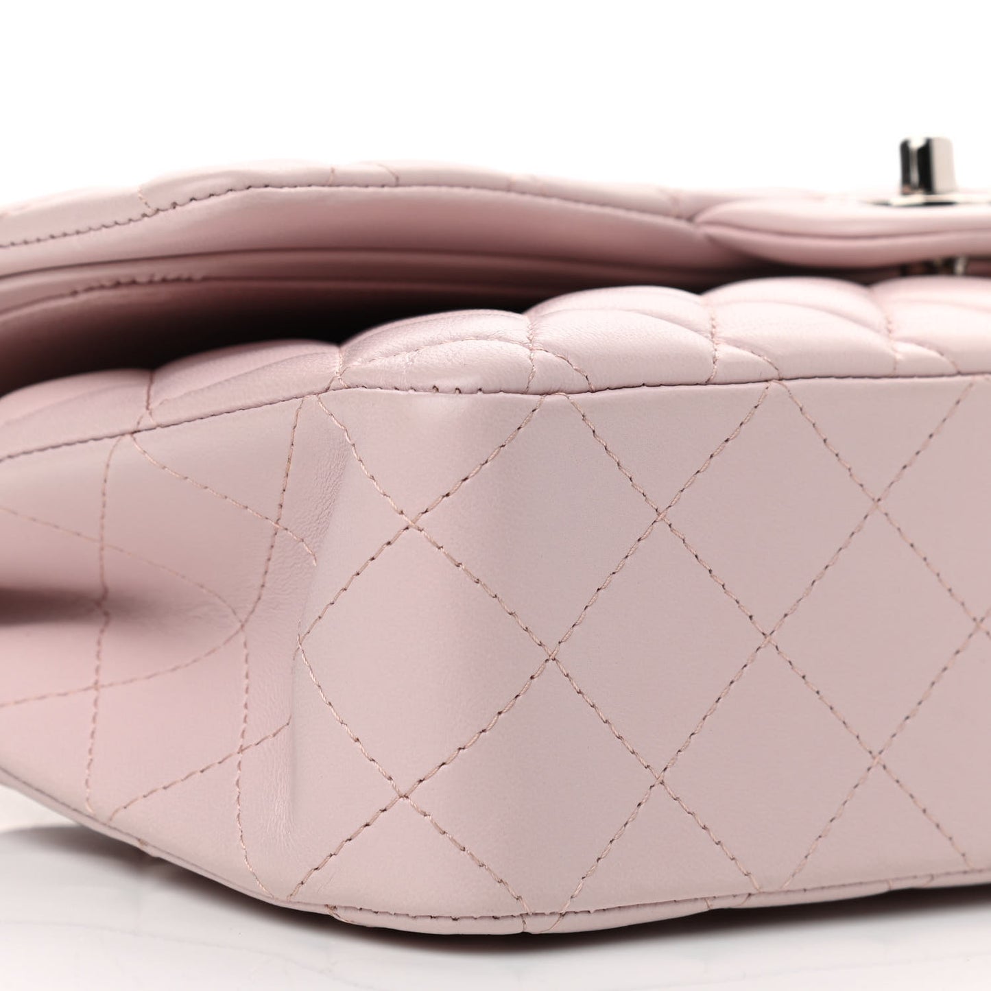 Lambskin Quilted Medium Double Flap Light Pink