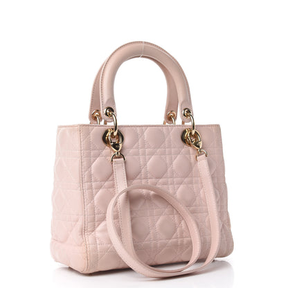Christian Dior Lambskin Cannage Medium Lady Dior Light Pink 3 of 13