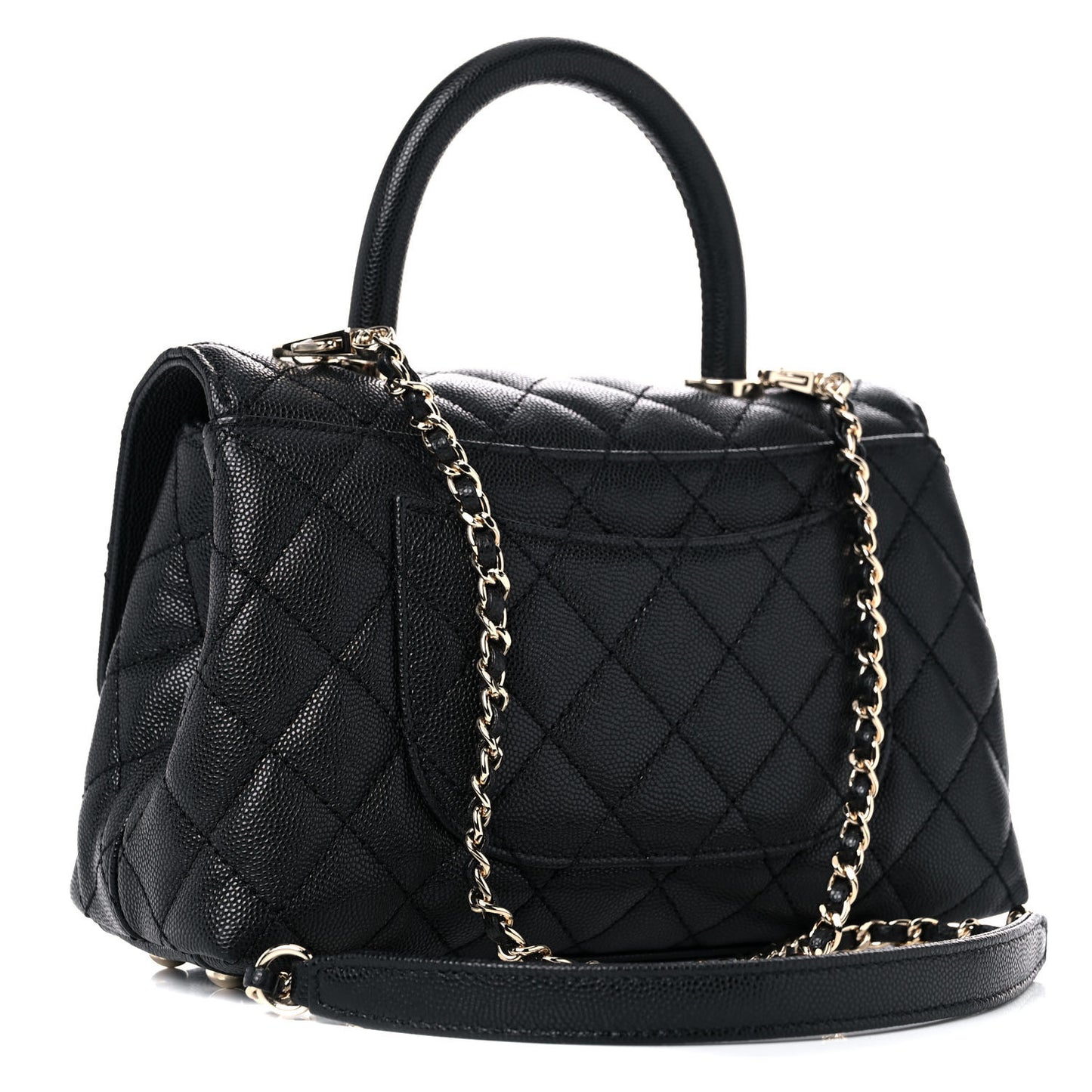 Caviar Quilted Mini Coco Handle Flap Black