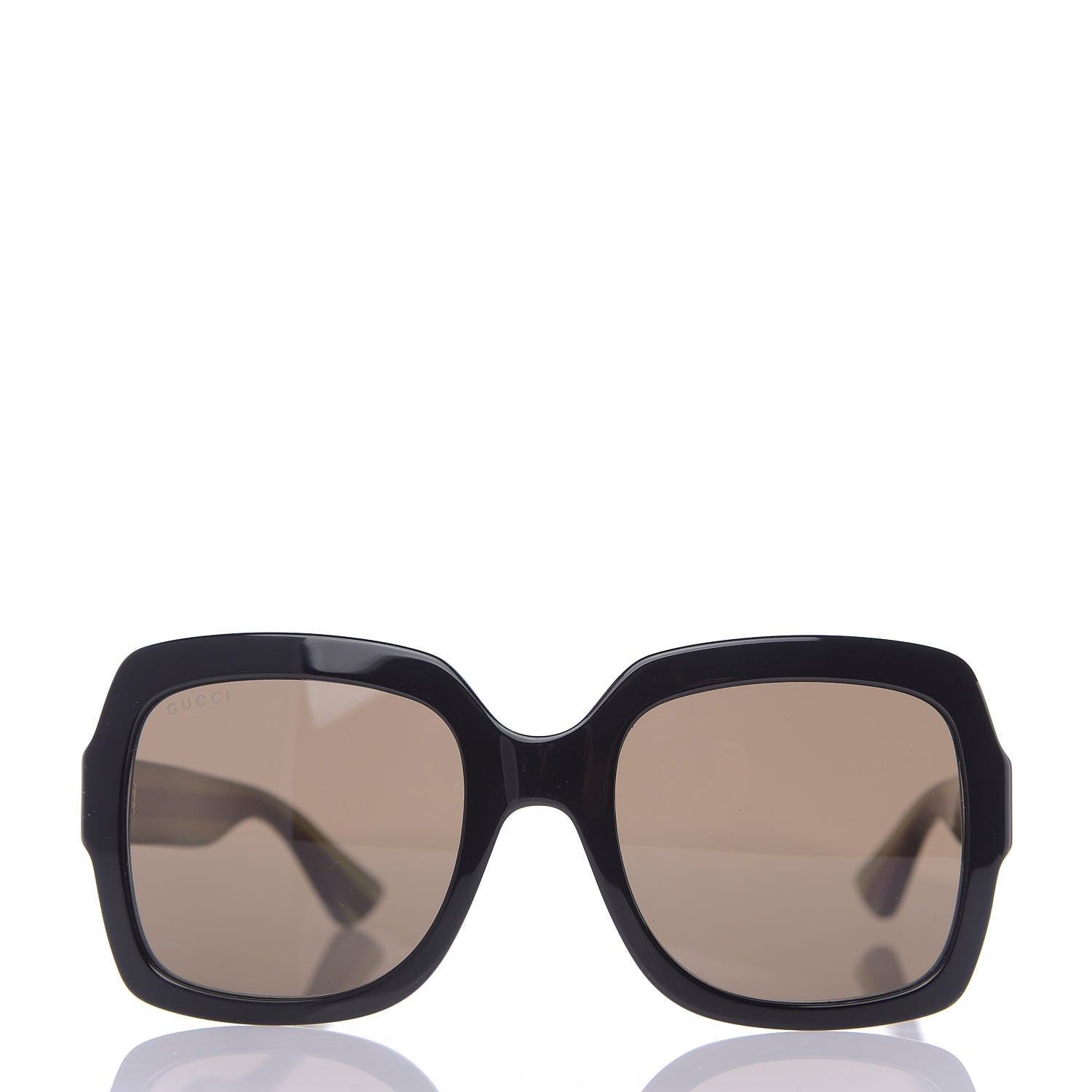 Gucci Acetate Oversize Square Web GG 0036S Sunglasses Black Green 2 of 8