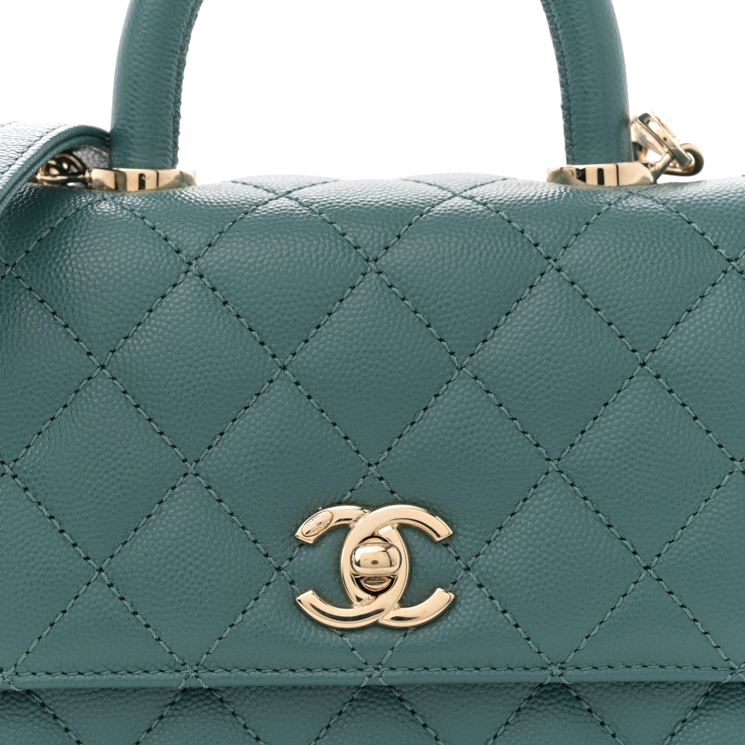 Chanel Caviar Quilted Extra Mini Coco Handle Flap Green 8 of 11