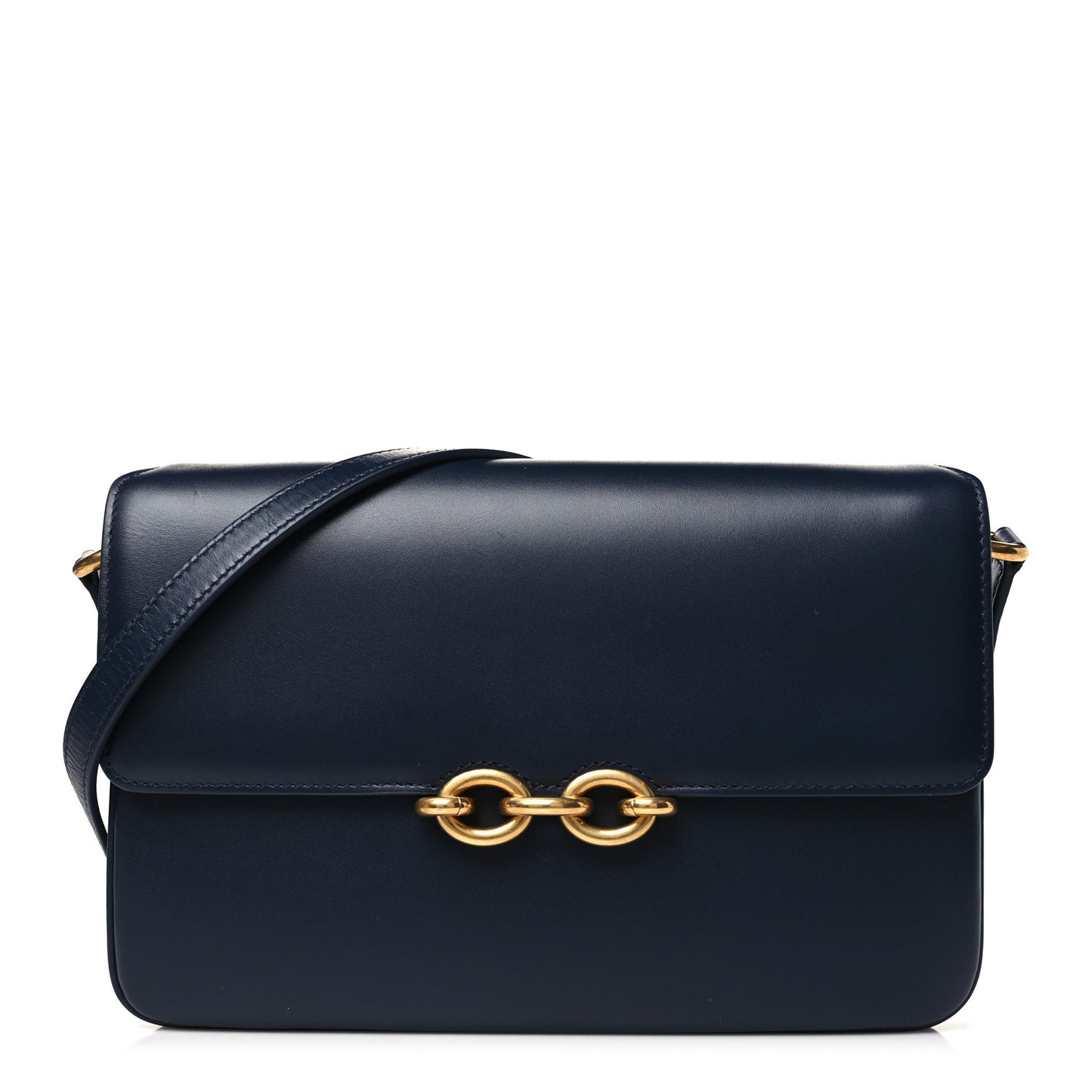 Smooth Calfskin Le Maillon Satchel Deep Marine