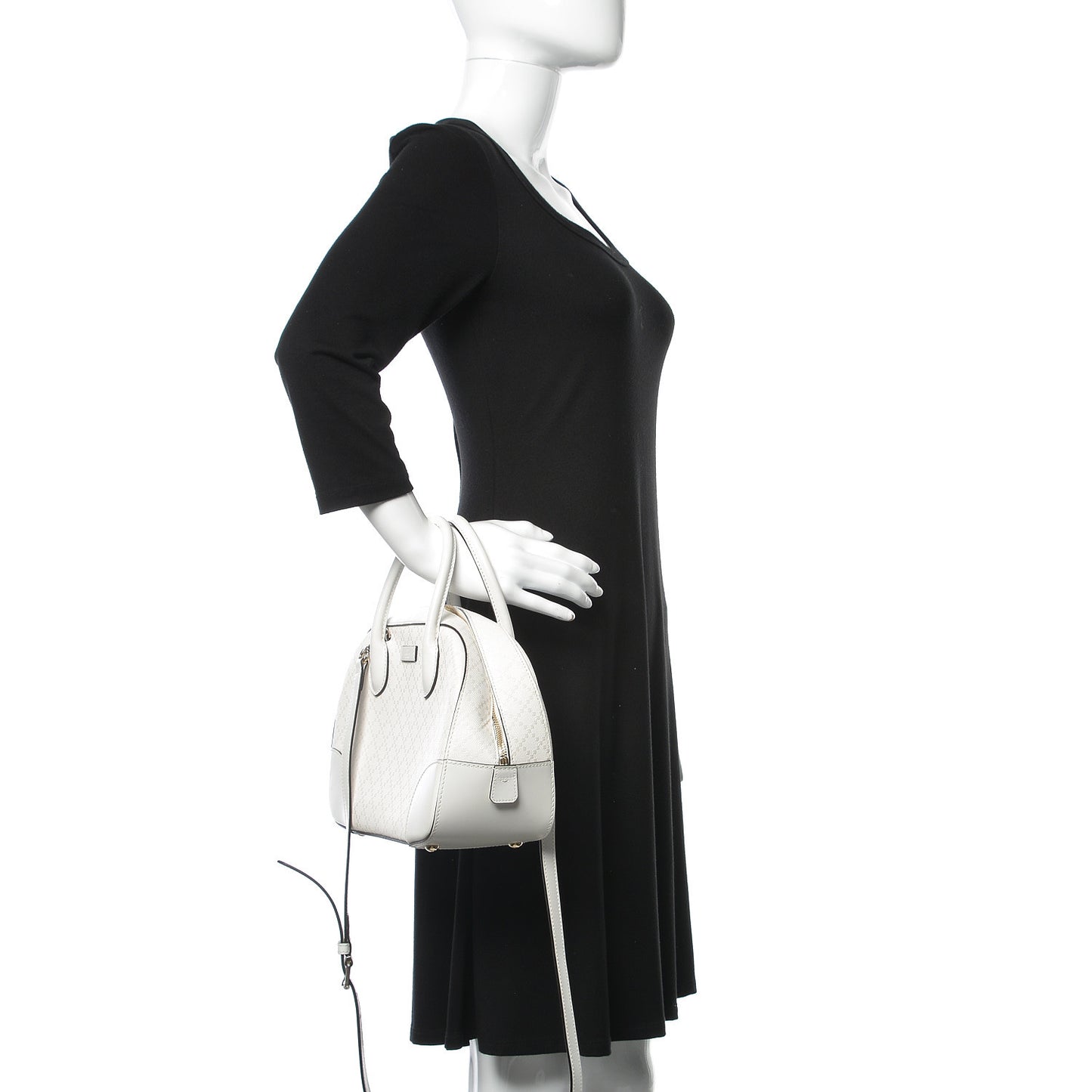 Calfskin Diamante Small Top Handle Bag White