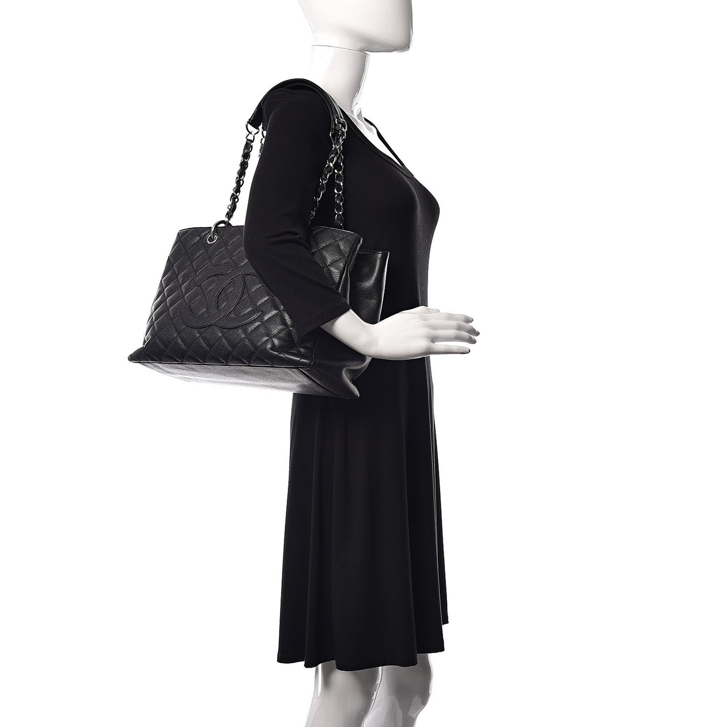 Caviar Quilted Grand Shopping Tote GST Black