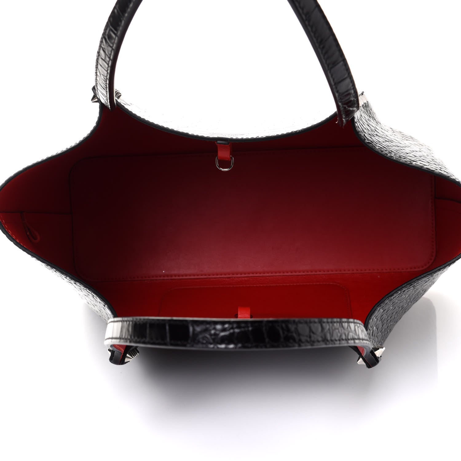 Christian Louboutin Crocodile Embossed Calfskin Spiked Small Cabarock Shopper Tote Black 4 of 8