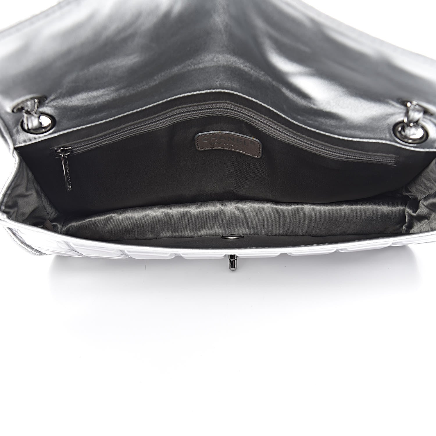 Chanel Vinyl Large Ice Cube Flap Silver 5 of 10