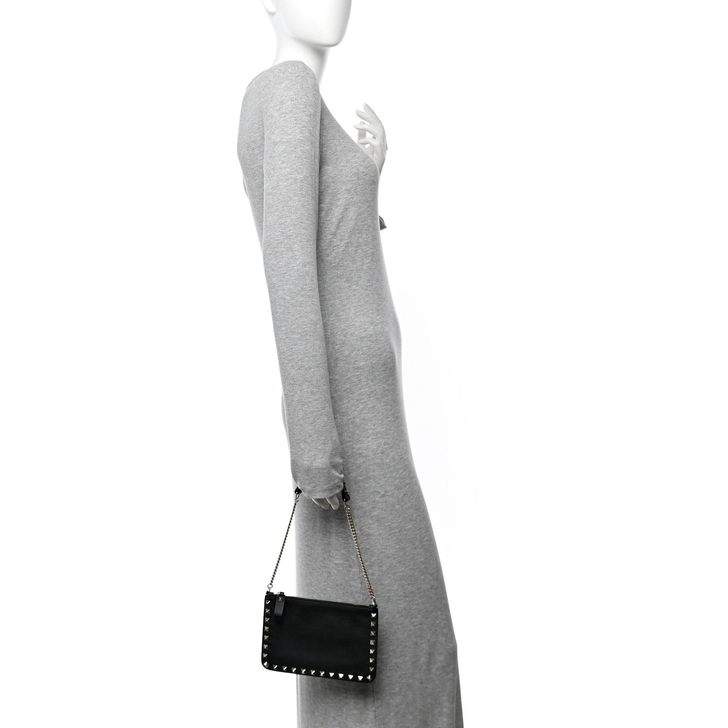 Valentino Garavani Vitello Rockstud Pouch On Chain Black 2 of 11