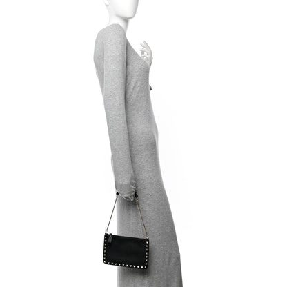 Valentino Garavani Vitello Rockstud Pouch On Chain Black 2 of 11