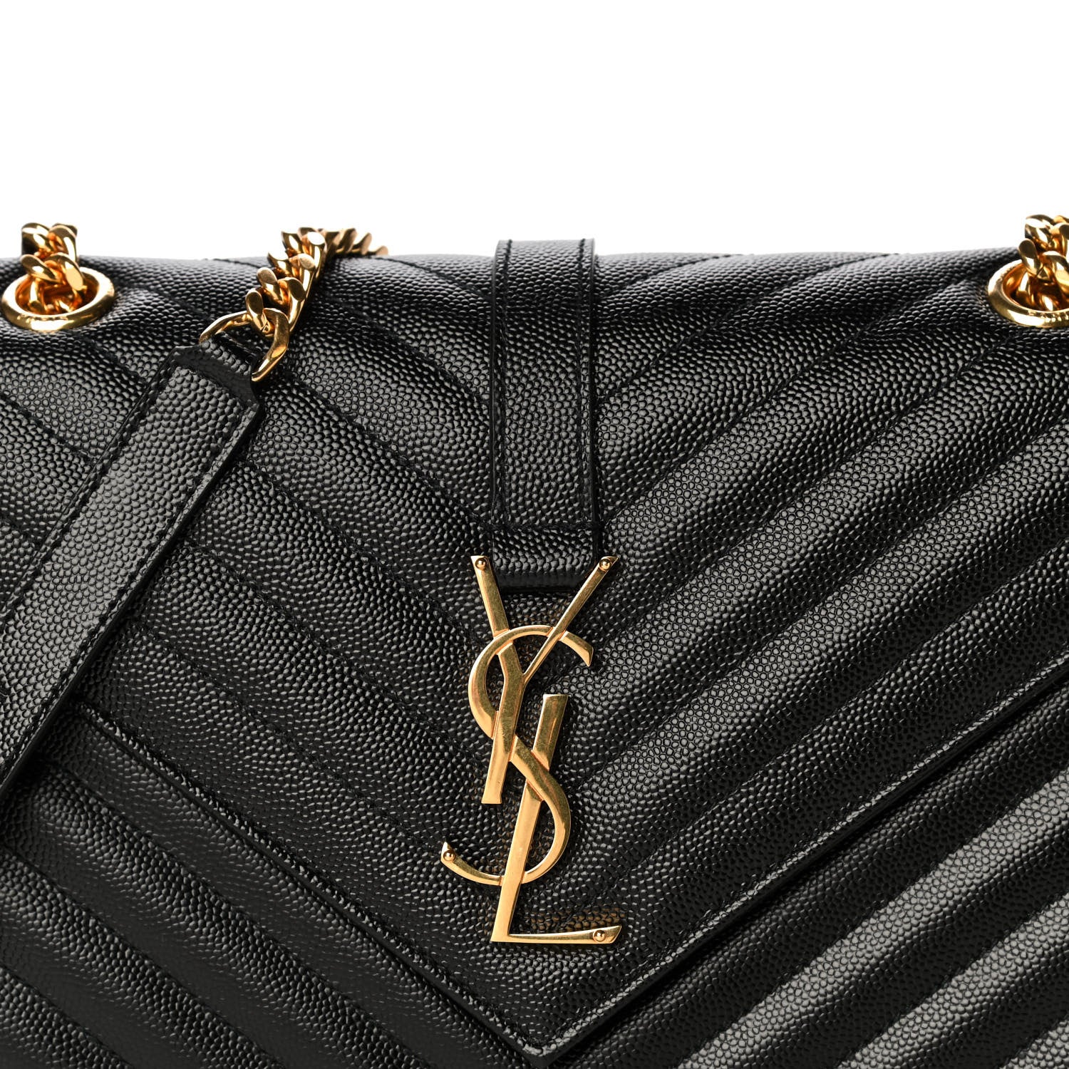 Saint Laurent Grain De Poudre Matelasse Chevron Medium Monogram Satchel Black 9 of 13