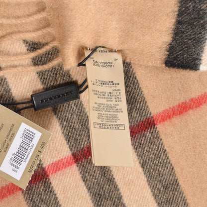 Burberry Cashmere Giant Check Fringe Scarf Camel 6 of 6
