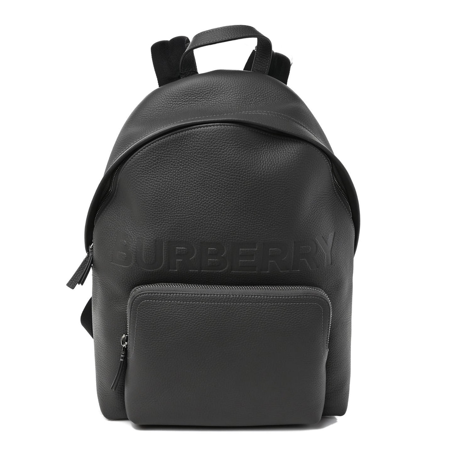 Calfskin Logo Embossed Backpack Charcoal Grey