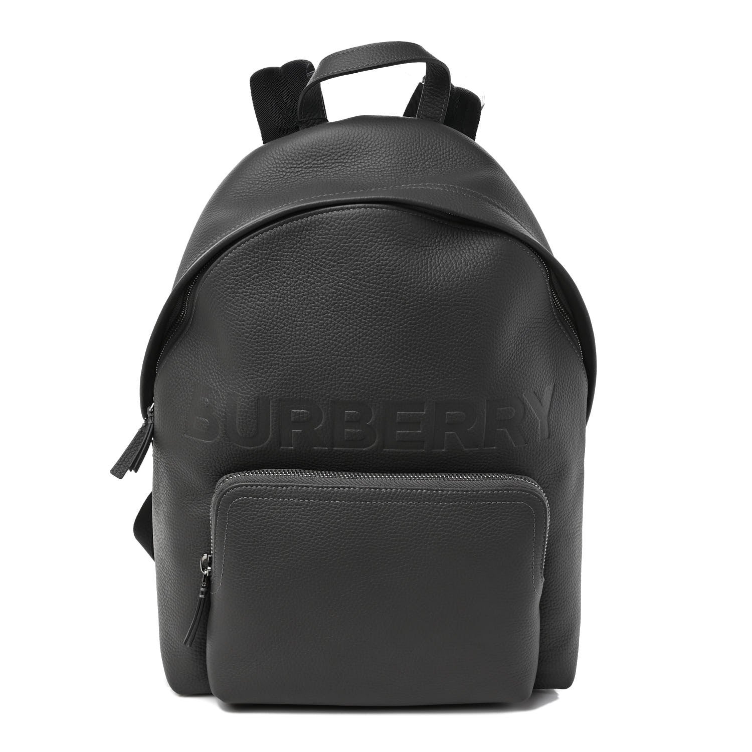 Burberry Calfskin Logo Embossed Backpack Charcoal Grey 1 of 10