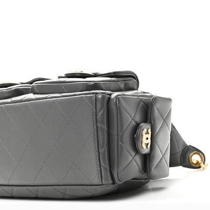 Chanel Shiny Lambskin Quilted Large Trendy Pockets Hobo Grey 10 of 10