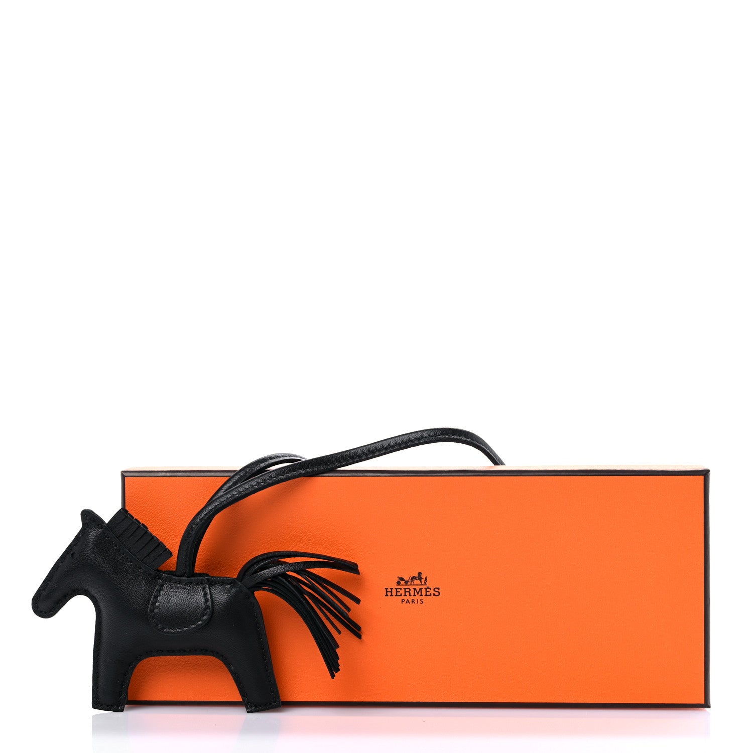 Hermes Milo Lambskin Grigri Rodeo Horse Bag Charm PM So Black 4 of 4