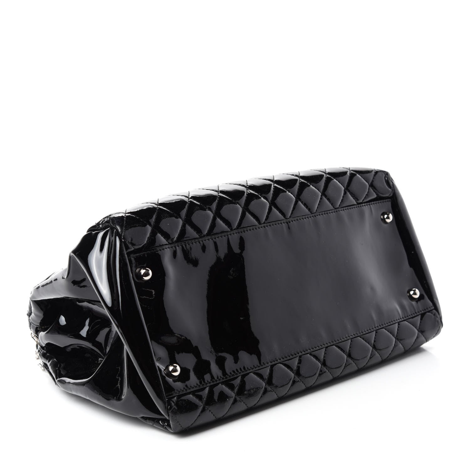 Chanel Patent Quilted Large Just Mademoiselle Bowling Bag Black 4 of 10
