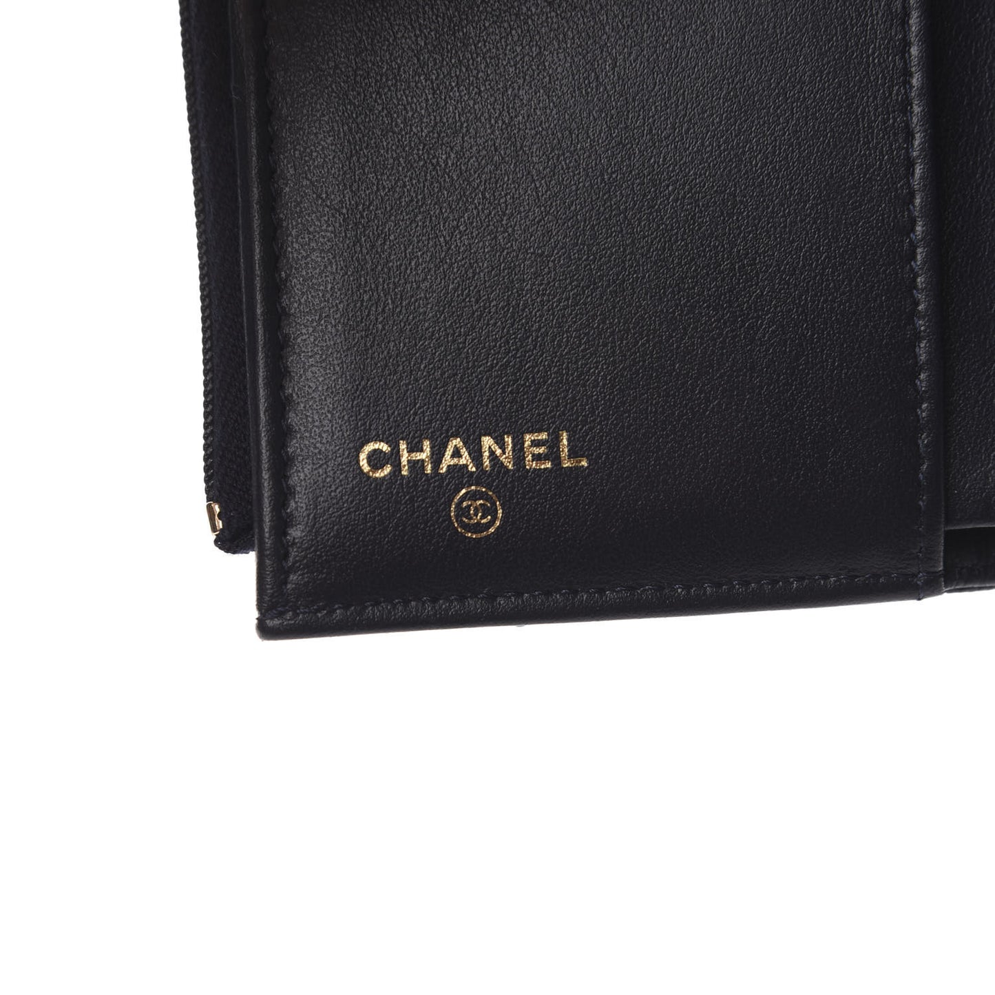 Caviar Quilted Compact Flap Wallet Navy